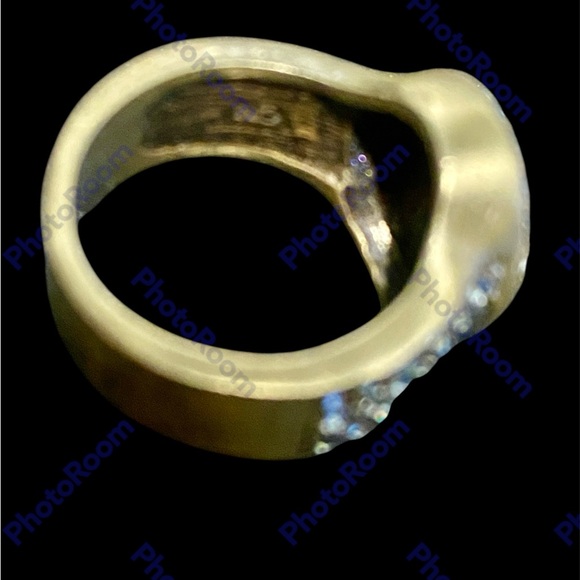 Heidi Daus Belgium Disc Crystal Brass Tone Champagne Cocktail Ring Size 6 - Picture 6 of 6